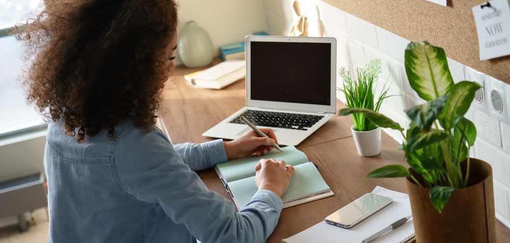 Teacher studying at desk