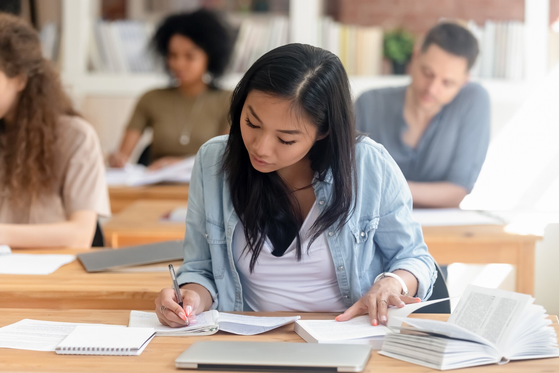 Student studying at desk